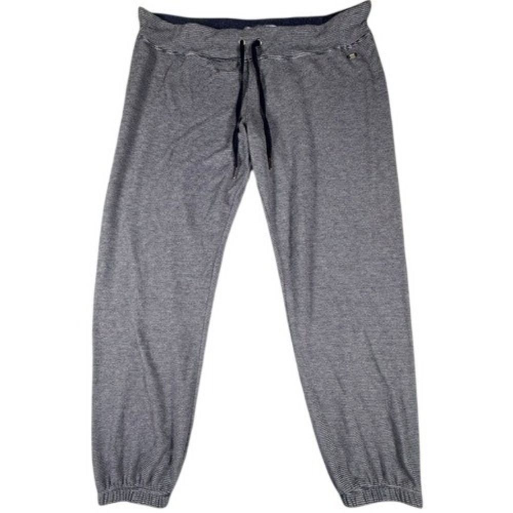 Tommy Hilfiger Joggers Womens XL Blue White Striped Sport Knit Drawstring‎ Pants
